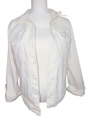 Express White Cotton Stretch Denim Jacket